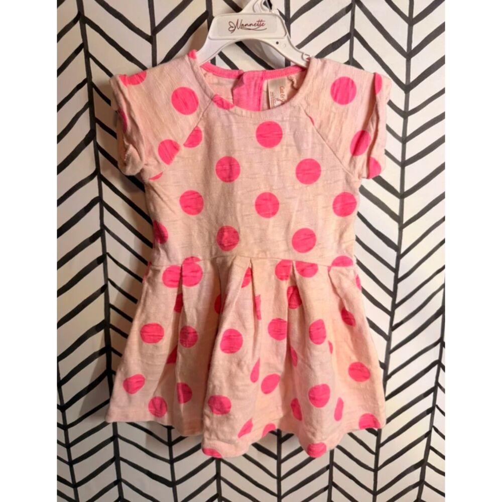 Cat & Jack Pink Polka Dot Zipper Back Toddler Girls Dress 2T 5024